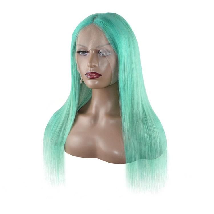 Wholesale Price 13X4 Lace Front Silky Straight Light Blue Human Hair Wigs