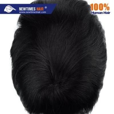 Natural Straight Thin Skin Men Hairpiece Human Hair