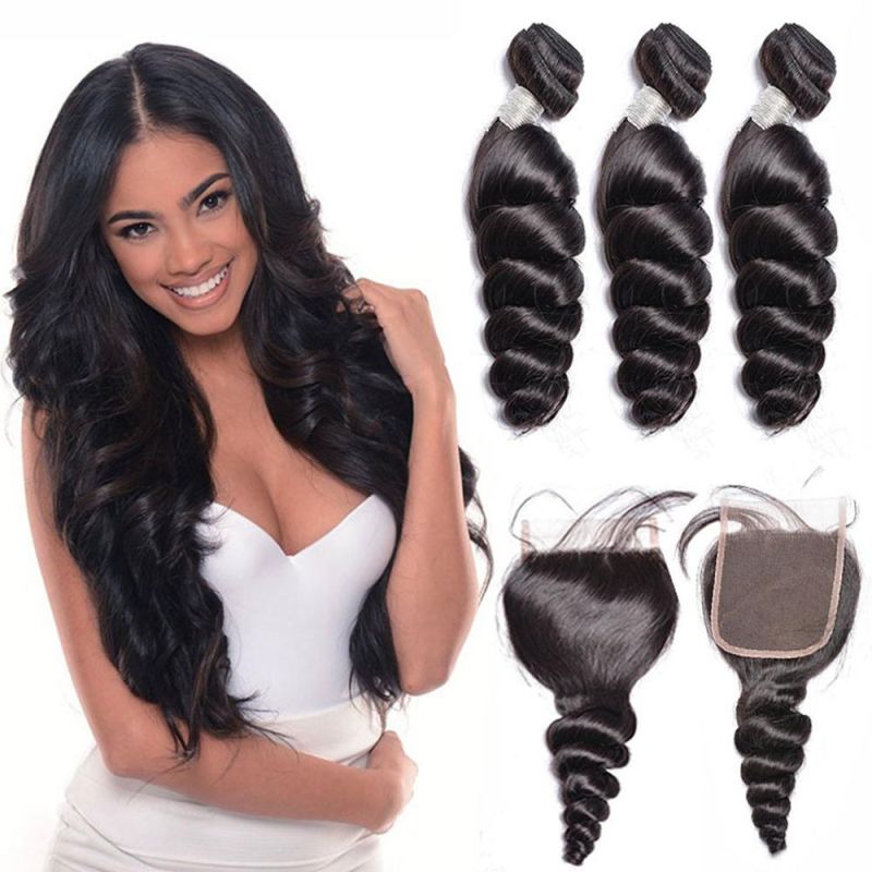Kbeth Wholesale Deep Loose Wave Bundles HD Mink Cuticle Aligned Raw Brazilian Virgin Unprocessed Loose Deep Wave Hair Bundle