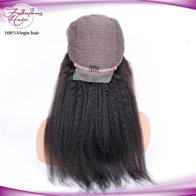 Real Human Hair 24 Inch Transparent Lace Kinky Straight Wig