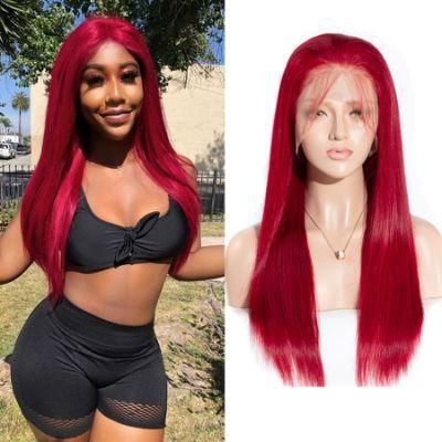 Red 13X6 Lace Front Wig Straight Virgin Human Hair Wigs