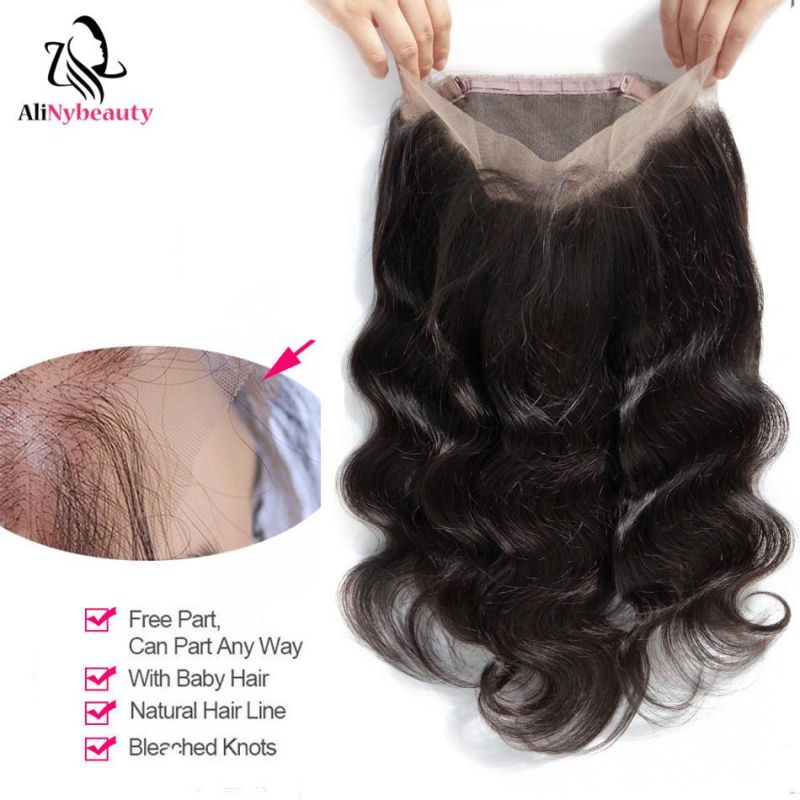 Unprocessed 10A Brazilian Virgin Hair 360 Lace Frontal Closure with Bundles