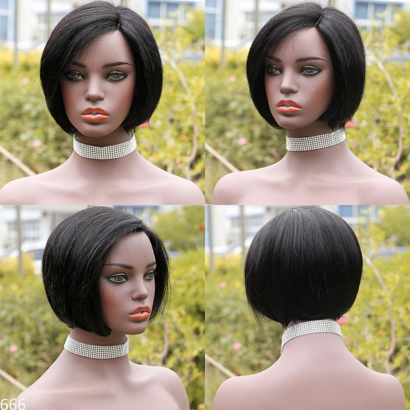 Brazilian Hair 8-10 Inches Straight Short Wigs for Black Women Heat Resistant Natural Black Bobo Hair Style No Synthetic Wigs