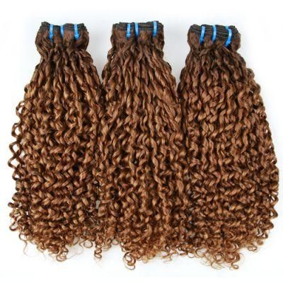 Wholesale Human Hair Double Drawn Hair Weave Pissy Curly Funmi Remy Hair Weft #4/30