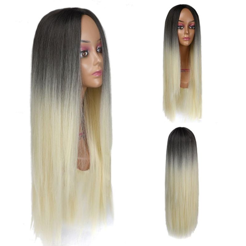 Long Straight Wig Synthetic Natural Looking Hair 28′ ′ 265g Machine Made Cosplay Party Daily Use