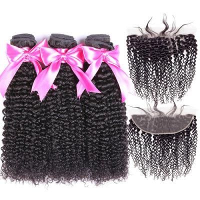 Deep Wave Bundles with Closure 13*4 Lace Frontal Brazilian Hair Weave Bundles with Closure 100% Human Hair Extensions