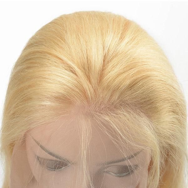 Women Lace Front Wig Blond Color Human Hair System