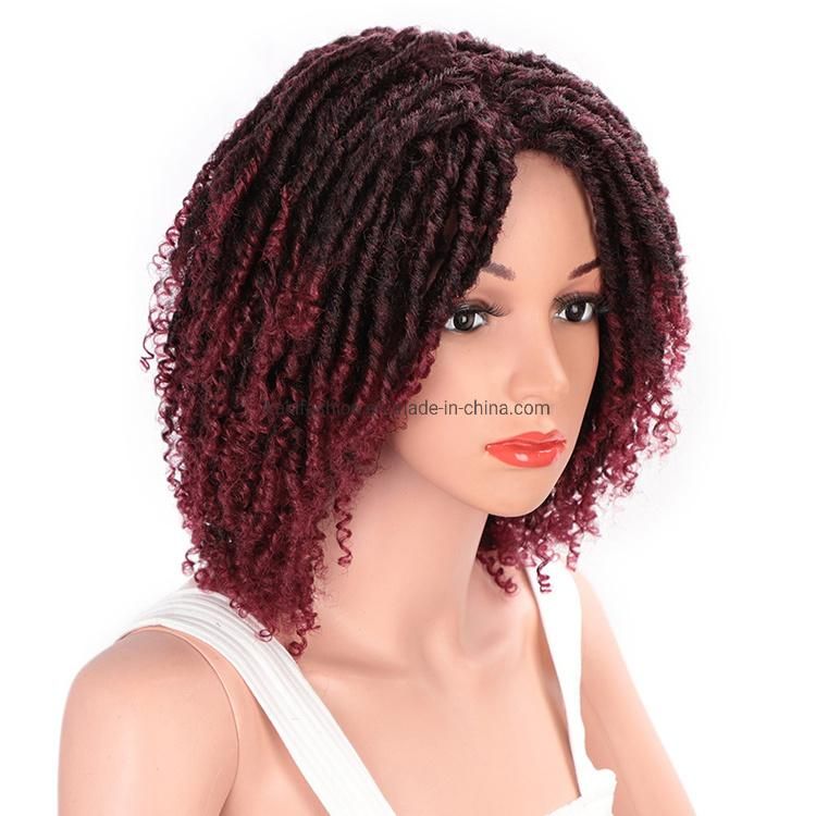 Soft Dreadlocks Hair 14 Inch Ombre Black Red Crochet Braids Wigs Heat Resistant Synthetic Short Wigs