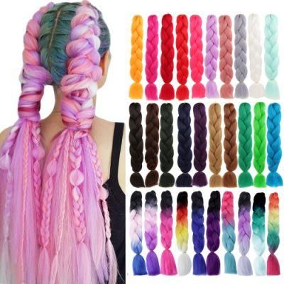 Kbeth Glowing Jumbo Braiding Hair 24 Inch Colorful Synthetic Hair Extension Attachments Braids Synthetic Jumbo Braids