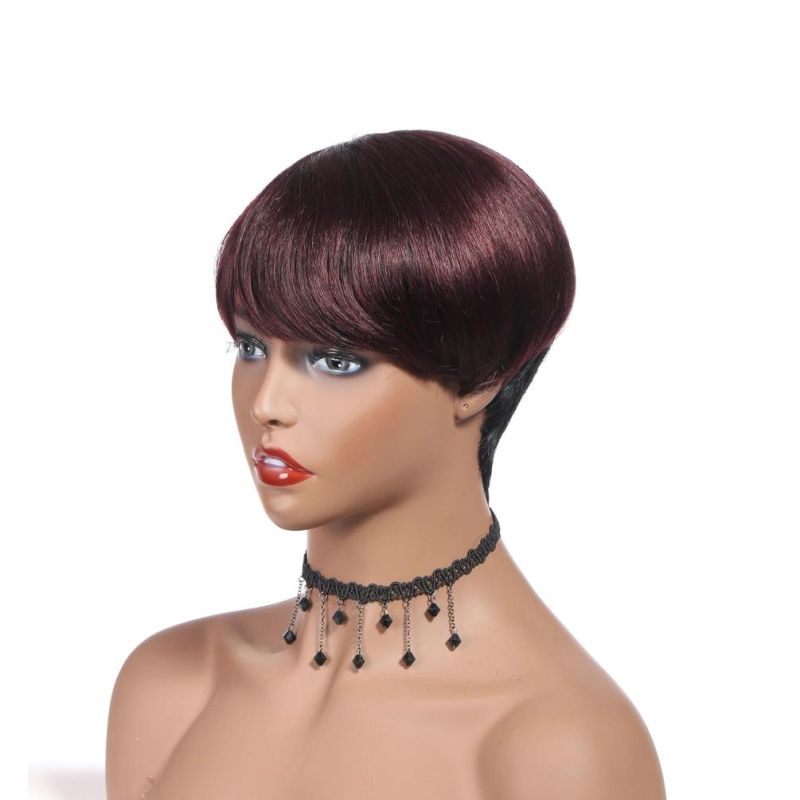 Short Straight Hair Wigbrazilian Remy Human Hair Wigs for Black Women Ombre Color 1b/99j