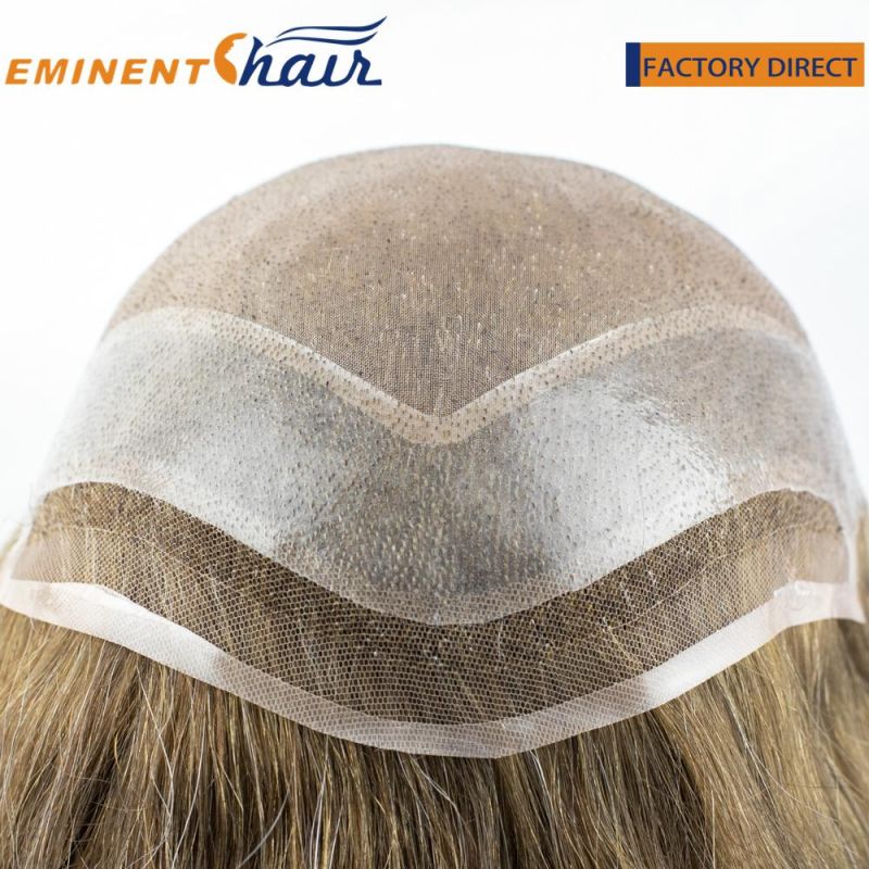 100% Human Hair Fine Mono Cap Toupee for Men Hairpieces Lace Men′ S Toupee