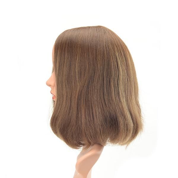 Medium Length No Layer Brown European Hair Kosher Wig