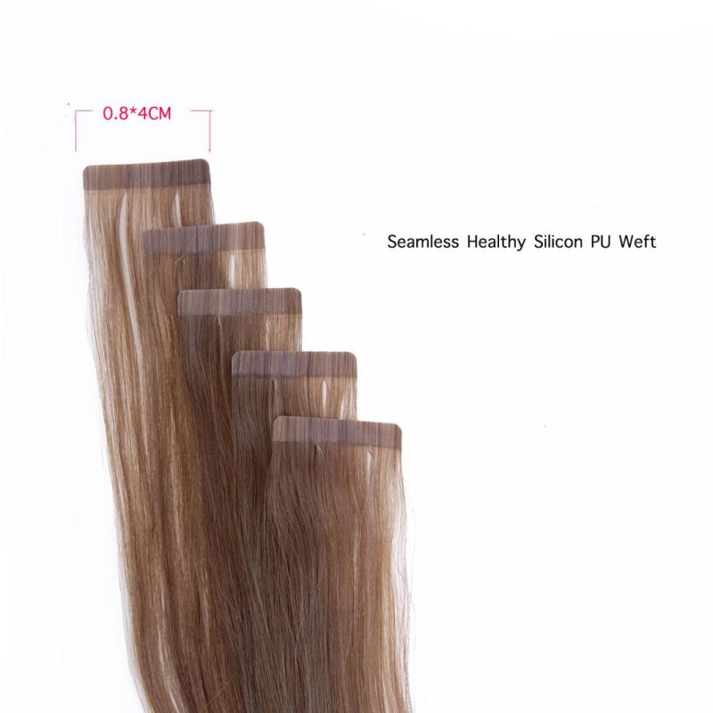 Hair for Salon Human Tape in 22 Inch Silky Straight Skin Weft Real Hair Glue Extensions 40 Pieces Color #10
