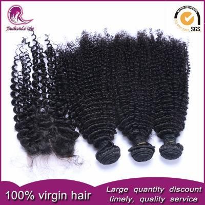 Kinky Curly Burmese Virgin Hair Weft with Lace Closure