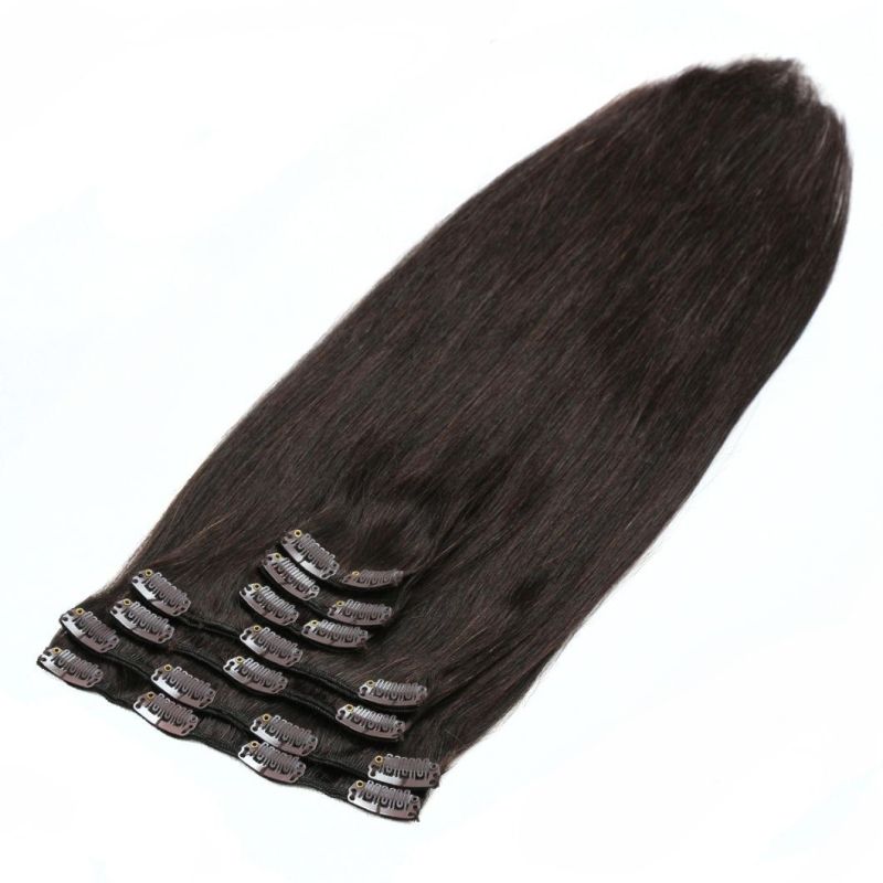Wholesale Double Drawn Remy Human Hair 8 Pieces Seamless Clip in Hair Extension for White Women