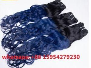 Virgin Human Hair Weft1b Blue Natural Wave Ombre Color