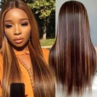 Ombre Brazilian Straight Pre Plucked Lace Frontal with Baby Hairs Wigs 4#/30# Mixed Color Straight Bob Lace Front Human Hair Wig 130 Density