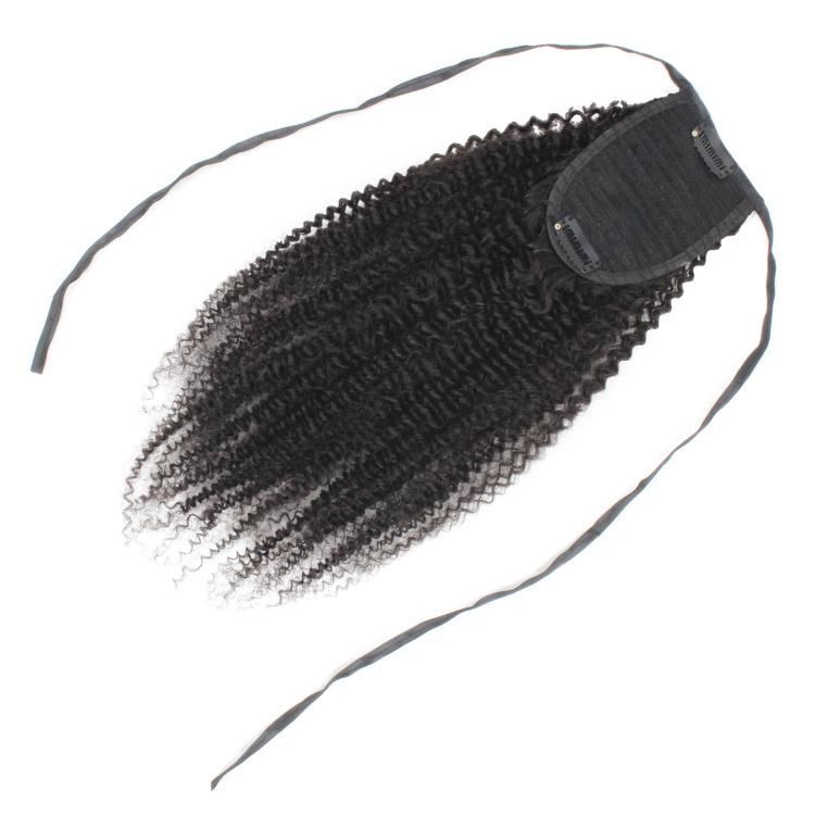 Wholesale Afro Curly Hair 100% Human Hair Wrap Around Ponytail Hair Extension