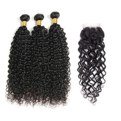Kbeth Kinly Curly Closure &amp; Bundle Natural Pattern 4*4 and 5*5 Transparent Swiss Lace Size 10&quot; to 22&quot; Cheap Closures From China Factory