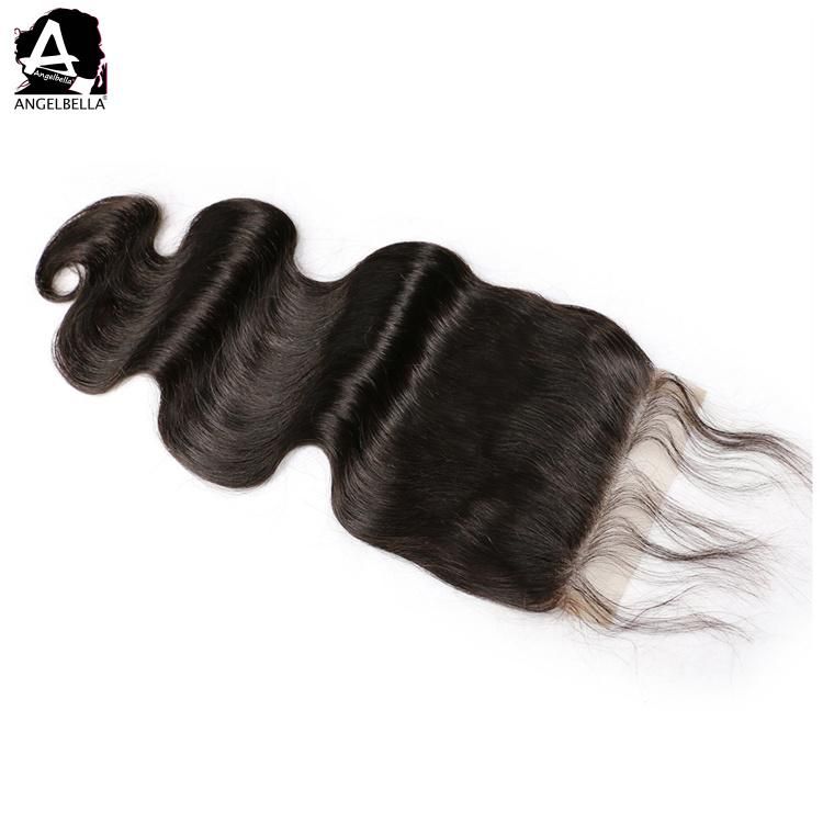 Angelbella Body Wave Swiss Lace Closure with Baby Hair 5X5 100% Pure Virgin Human Hair Closures