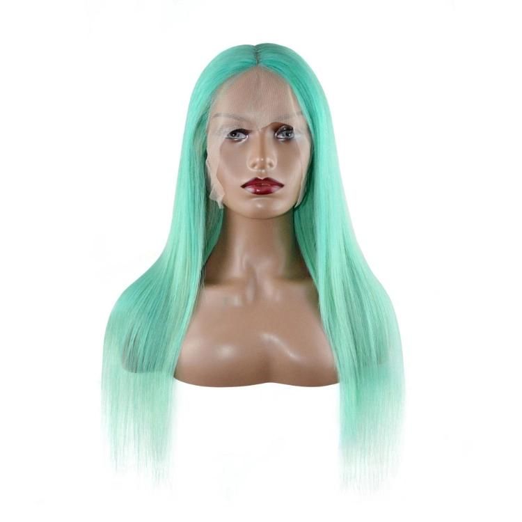 Wholesale Price 13X4 Lace Front Silky Straight Light Blue Human Hair Wigs