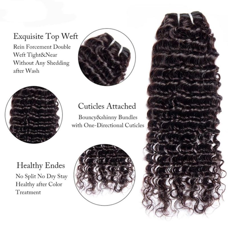 High Quality Deep Wave Human Hair Bundles Wave Brazilian Hair Bundles Remy Hair Weave Curly Human Hair Bundles 26 Inches