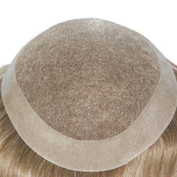 Fine Welded Mono with Poly Around Natural Human Hair Toupee