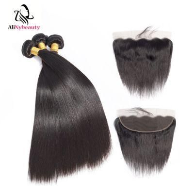 Alinybeauty Wholesale Virgin Indian Human Hair 3 Bundle with Frontal