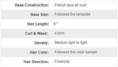 Full French Lace Good Bleaching Knots Natural Human Hair Toupee