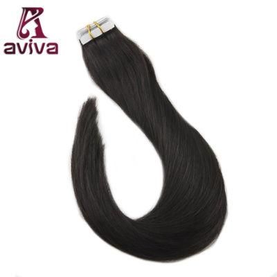 Aviva Tape in Human Hair Extensions 1# 16 Inch Brazilian Straight 20PCS for Women Beautry Tape in Hair Extension