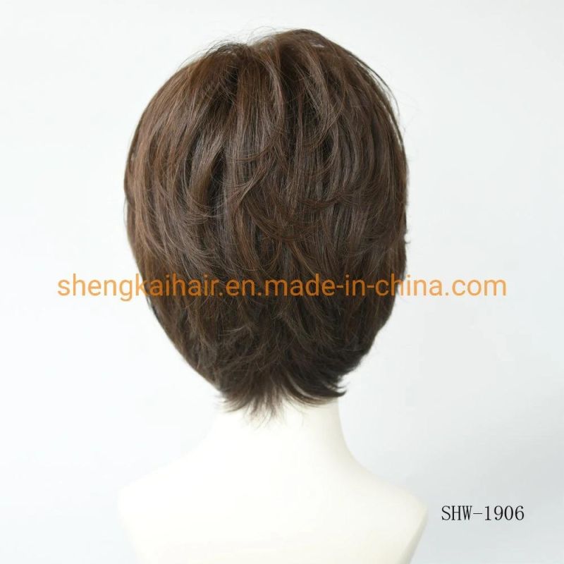 Wholesale Premium Quality Full Handtied Human Synthetic Hair Mixed Medical Use Hair Wigs for Women