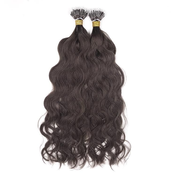10A Virgin Hair Nano Ring Natural Wavy Hair Weft Extension #Black