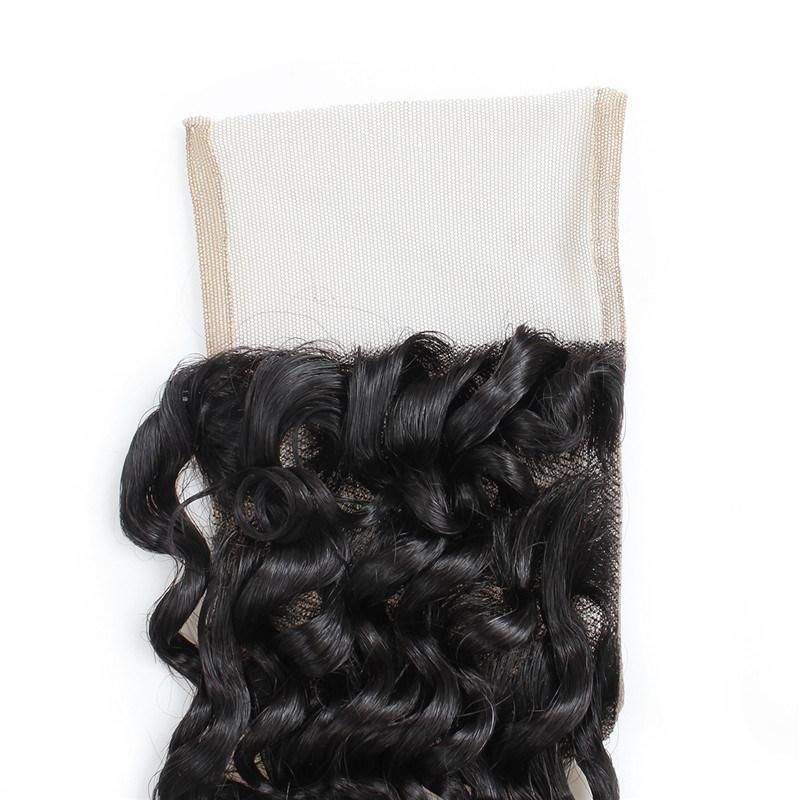 4*4 Lace Frontal Closure Deep Wave Hair Weaving Natural Human Hair