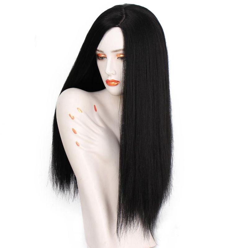 24inch Long Silky Straight Wave Natural Heat Resistant Synthetic Fiber Human Hair Wig