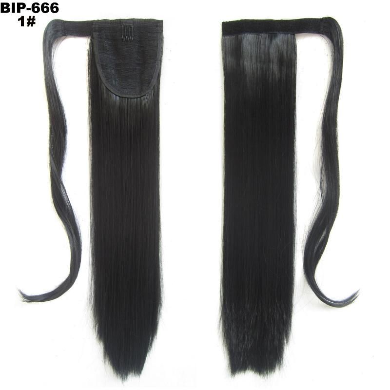 Silky Straight Synthetic Magic Paste Clip in Ponytail Hair Extension