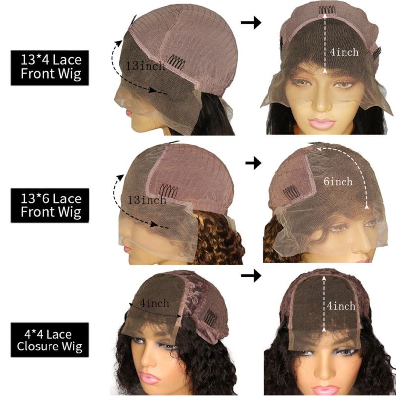 Afro Kinky Curly Lace Front 4X4 Human Hair Wigs for Black Women Short Glueless Brazilian Remy Hair with Bangs Pre Plucked with Baby Hair 16 Inches