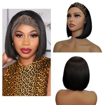Short Bob Headband Wigs for Black Women with Wig Cap