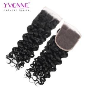 Italian Curly Brazilian Virgin Human Hair 4X4 Free Part Lace Closure Natural Color