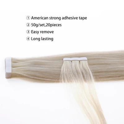 Remy Tape Human Hair Extensions Natural Real Human Hair 2.5g/Stand 20PCS/Pack Tape Hair Skin Weft Hair