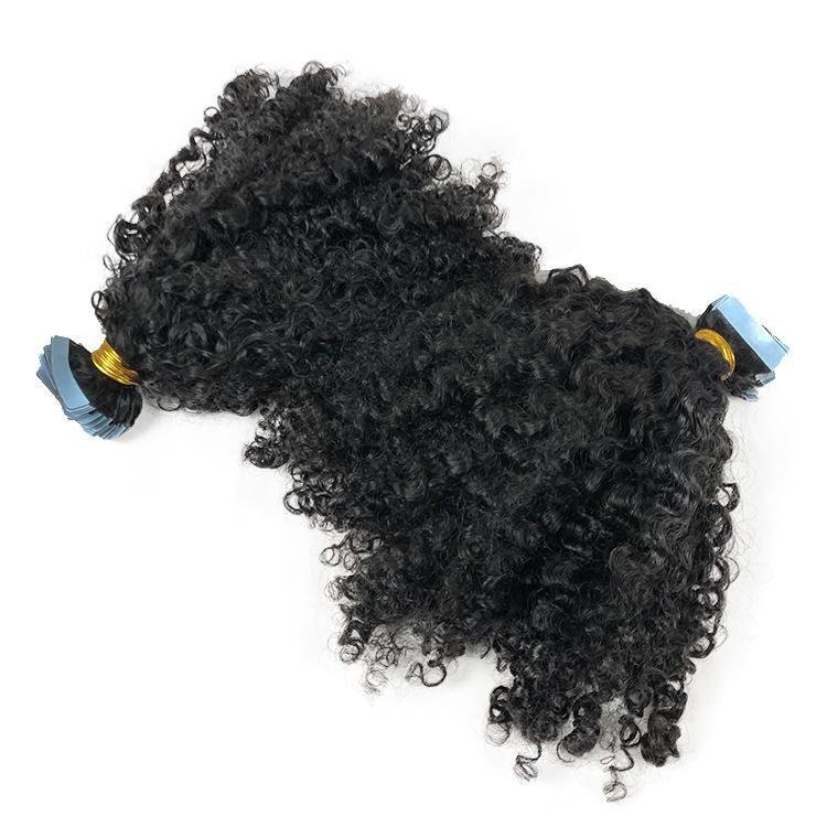 Cuticle Aligned Human Hair Kinky Curly Tape in Hair Extension