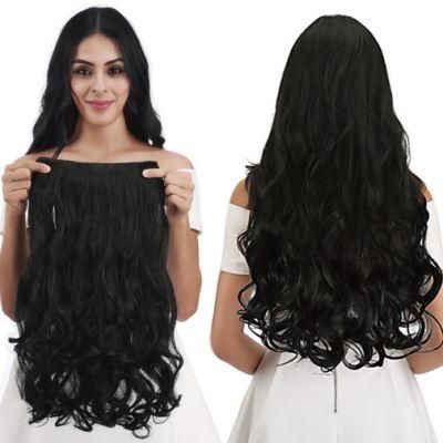 20&quot; 1-Pack 3/4 Full Head Curly Wave Clips in on Synthetic Hair Extensions Hairpieces for Women 5 Clips 4.5 Oz Per Piece - Natural Black