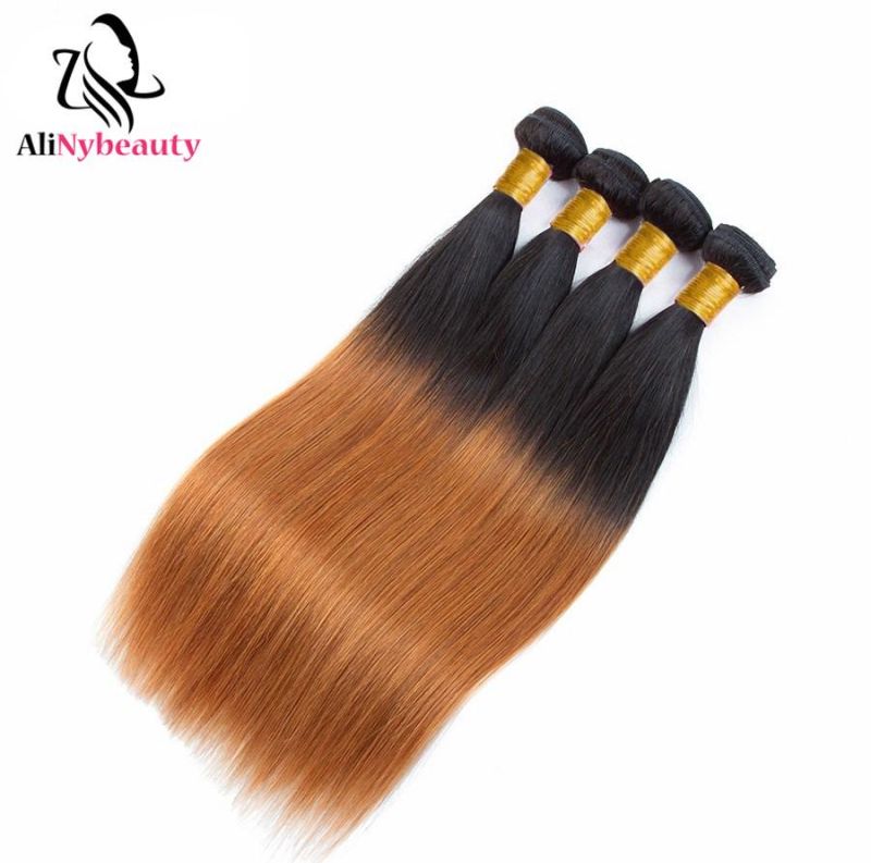 Ombre 1b/30 Brazilian Human Virgin Hair Natural Straight Remy Hair Weft