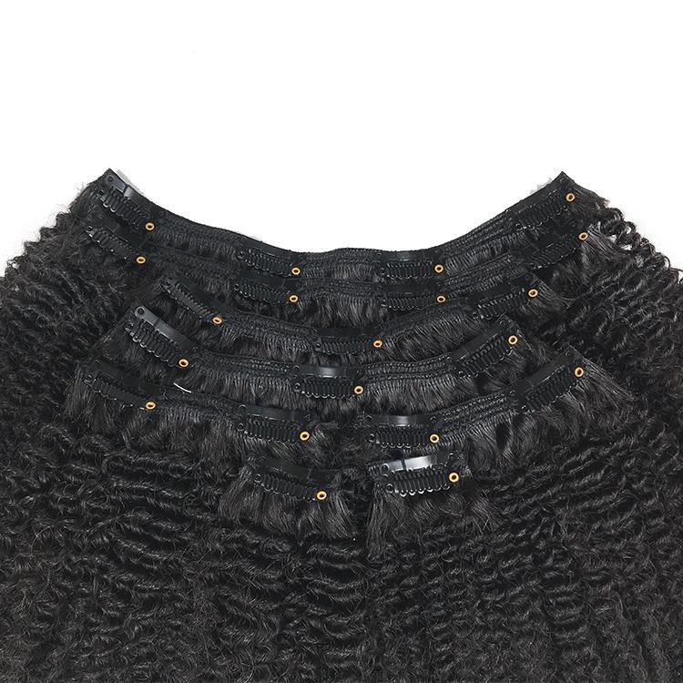 Afro Kinky 4b Curly Remy Brazilian Virgin Hair Clip in Hair Extensions 8PCS/Set