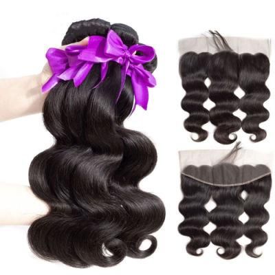 Brazilian Hair Weave Bundles with Closure Body Wave Bundles with Frontal High Remy Human Hair Bundles with Closure