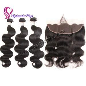 3 Bundles+13&quot;X4&quot; Lace Closure Body Wave #1b Remy Human Hair with Free Shipping