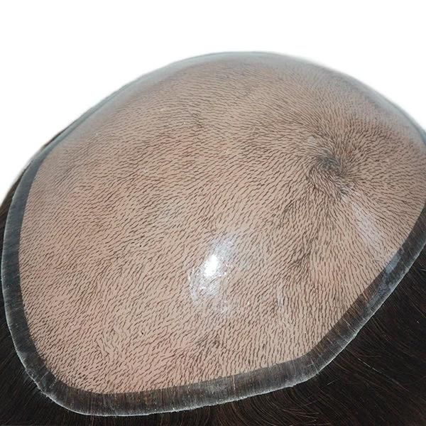 Injected Silicone Base Top Quality Natural Human Hair Toupee