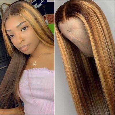 Straight Lace Front Human Hair Wigs Pre Plucked with Baby Hair Ombre Color Wig 1b/27