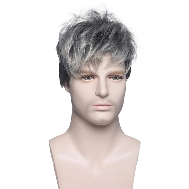 Toupee Men Short Hair Wigs Ombre Men′ S Daily Wig Male Natural Curly Hair Breathable Men Short Hair Wigs Ombre Men′ S Daily Lace Front Wig
