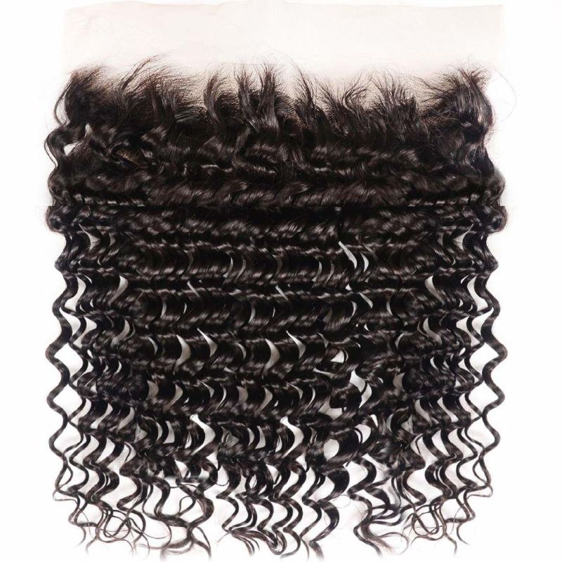 22inch Brazilian Deep Wave Lace Frontal Closure 13X4 Ear to Ear Free Part Swiss Lace Frontal 100% Unprocessed Brazilian Virgin Human Hair Natural Color