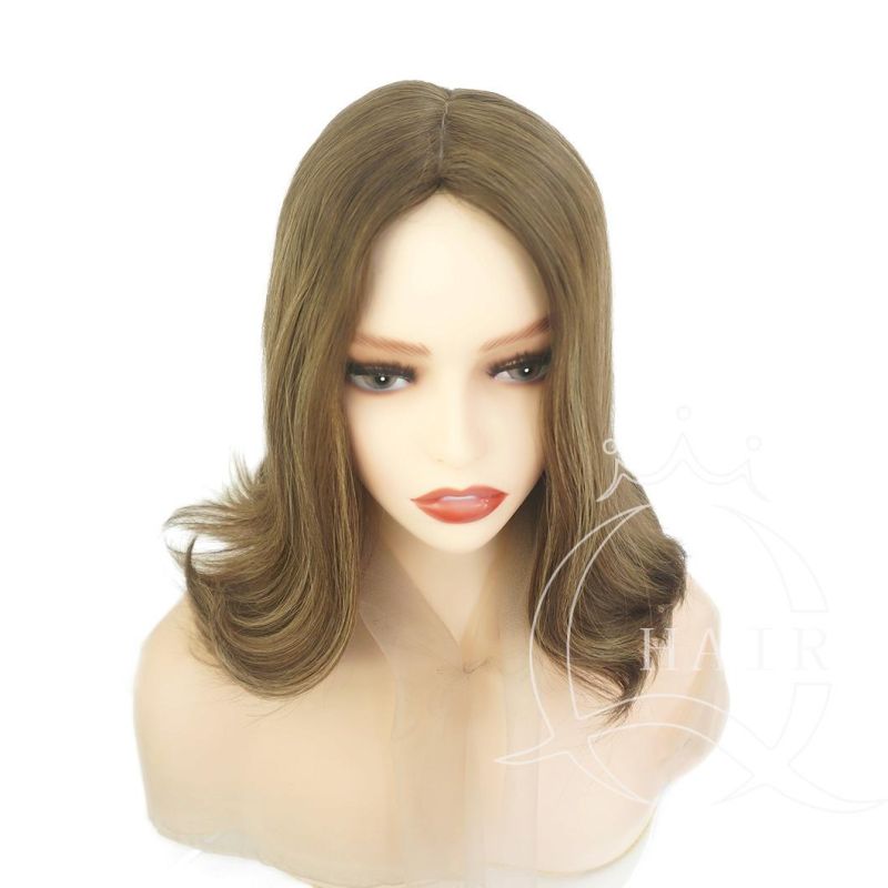 Women Sheitels and Jewish Wigs Silk Top Wigs A15 Inches Euorpean Hair Wigs Light Brown Color Straight Human Virgin Hair Wigs Skin Top Wigs Perruque